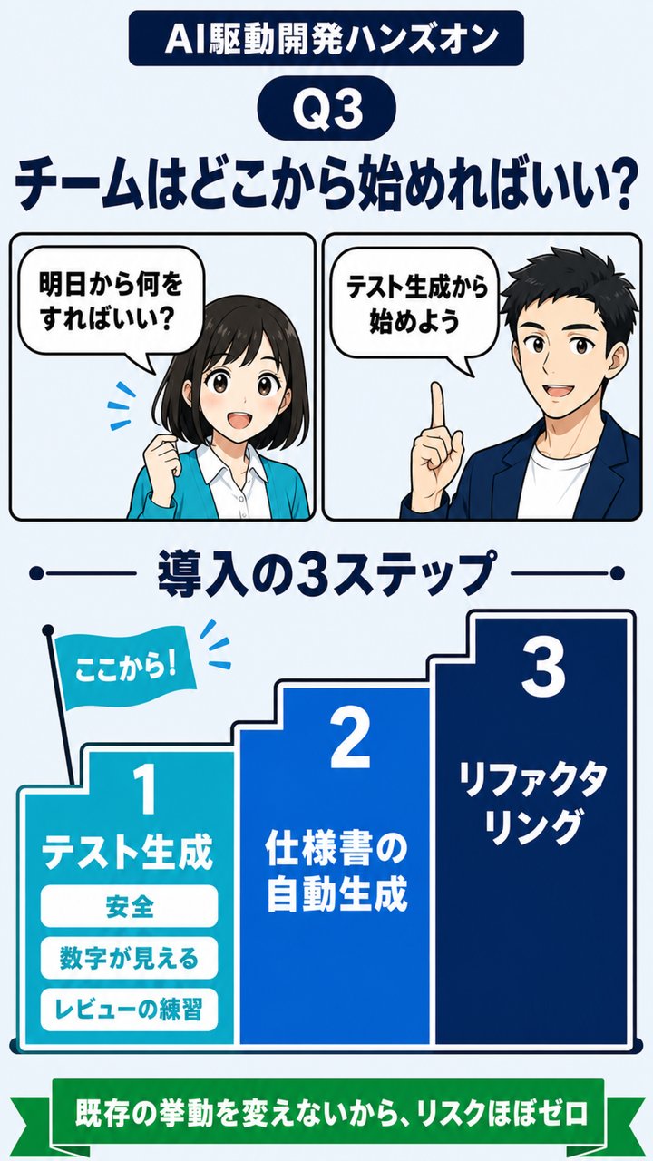 Q3 チームはどこから始めればいい? — 導入の3ステップ