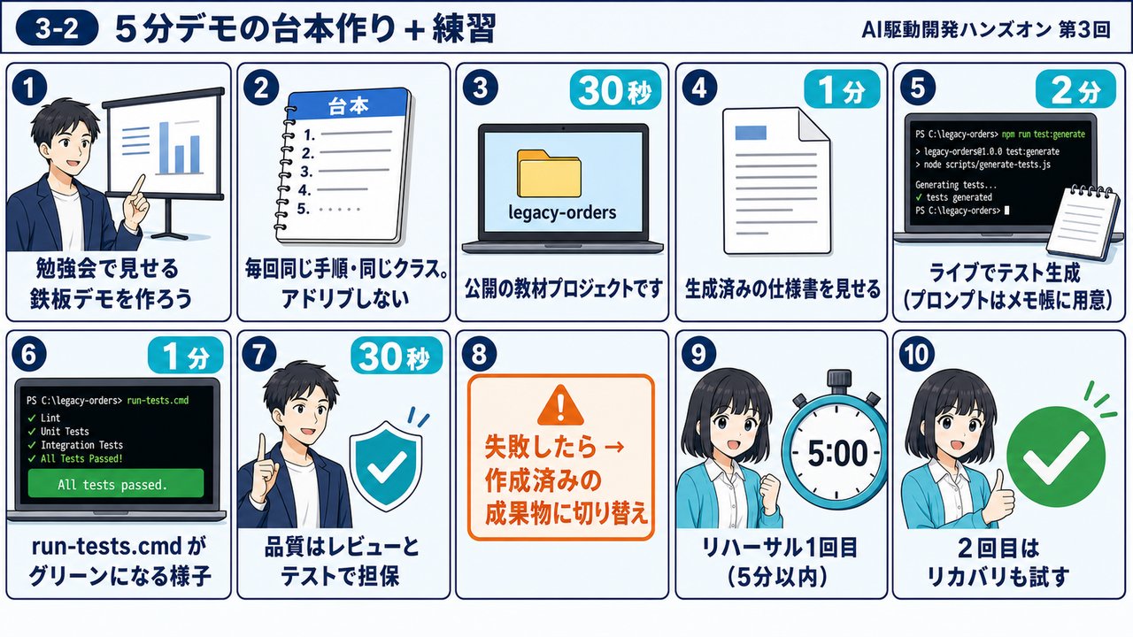 3-2 5分デモの台本と練習(10コマ漫画図解)